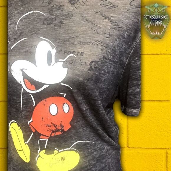 vintage Y2K Kidcore Mickey Mouse Disney Park Licensed Burnout T Shirt, XS - Picture 2 of 7